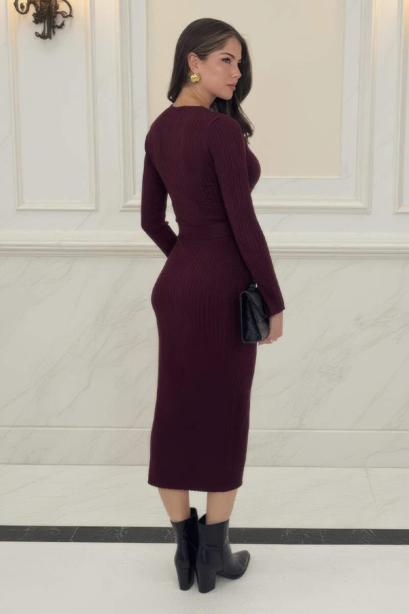 Vienne | Maris Burgundy Knit Dress